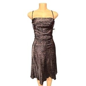 Bebe Leopard‎ Print Cowl Neck Spaghetti Strap Midi Dress Size M